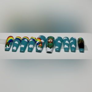 Leprechaun press on nails